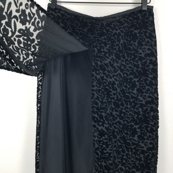 JR Nites By Caliendo Y2K 90s Flowy Sheer Velvet Pattern Party Prom Pants Size 10 - Picture 13 of 16